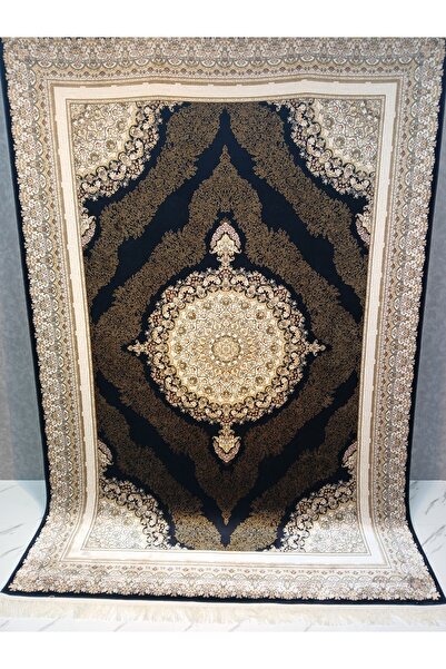 ENTİ Romans Herat 2801 Siyah Doğal Modal İpek İplik Salon Oturma Odası Halı