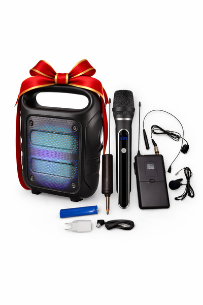 ULTRATEKNO UHF Kablosuz Mikrofon Seti El Kafa Yaka Mikrofonlu 6.3mm Jack Kara...