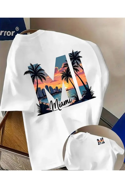 ORVIO Group تي شيرت ميامي ساوند فاليو مطبوع للرجال من القطن بقصة مريحة