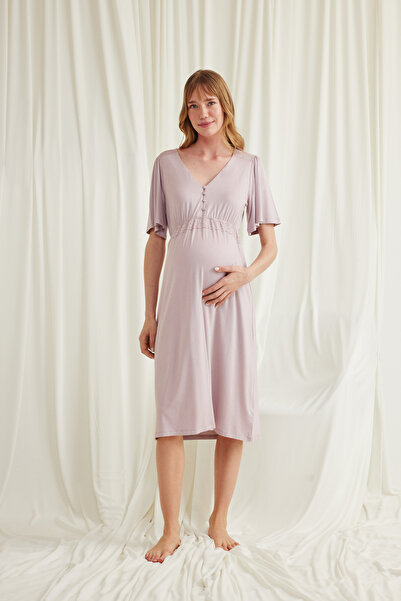 MONAMİSE Γυναικείο, Βισκόζη, Βιζόν, Δαντελωτό, Με κουμπιά μπροστά, Νυχτικό εγ...