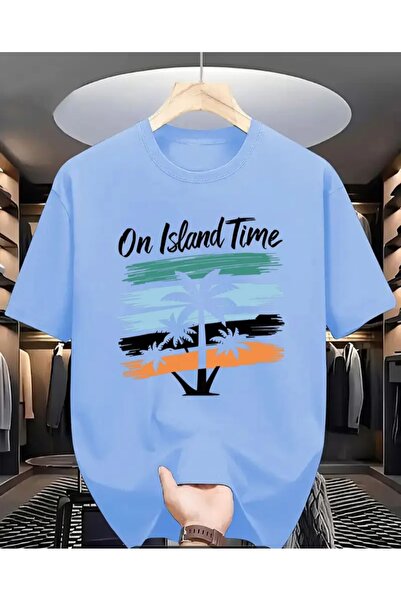 ORVIO Group T-Shirt, Tropical Print, Palm Tree, Summer Style,