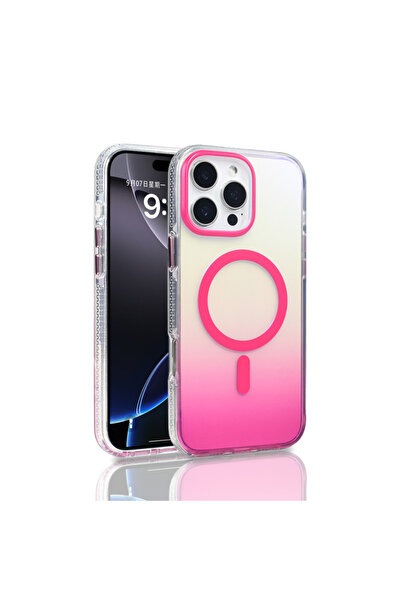 Paladyum Case iPhone 16 Pro Max Compatible Transparent Color Gradient Pink Ta...