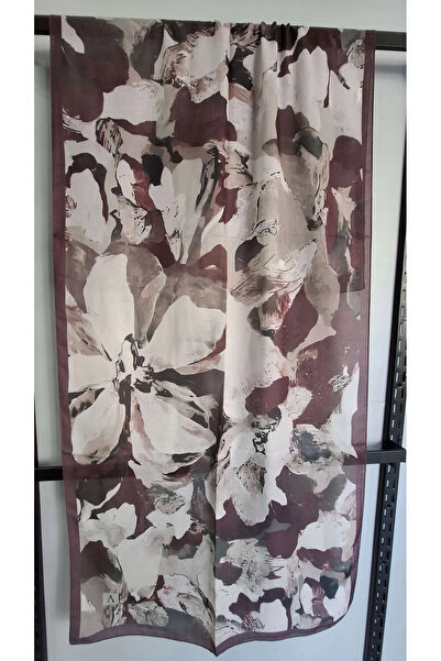 AMİNENESİL Velina Soft Cotton Shawl Burgundy Beige Color