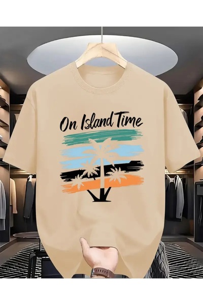 ORVIO Group T-Shirt, Tropical Print, Palm Tree, Summer Style,