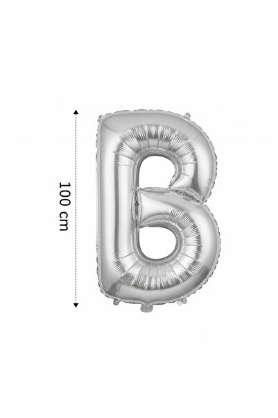 ORGANİZO Folyo Balon B Harfi Helyum Balon 100 Cm Silver Gümüş Renk - Harf Fol...