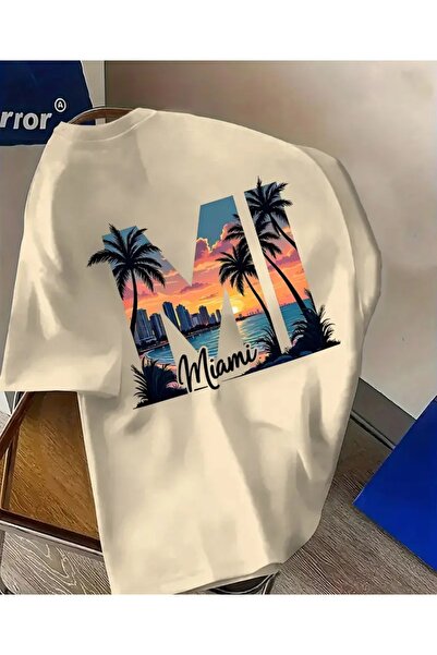 ORVIO Group T-Shirt Miami Sunset Printed Men's Cotton Relaxed Cut