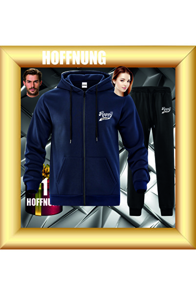 HOFFNUNG Unisex Casual Tracksuit Set Happy Outdoor Full Zip