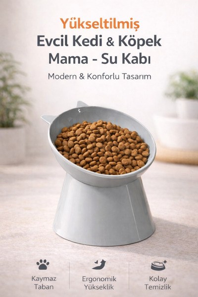 HGROUP Yükseltilmiş Kedi & Köpek Mama Su Kabı – Ergonomik Eğik Tasarım, Kolay...