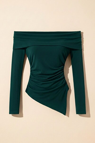 Potenza Bluză de damă cu tăietură asimetrică, guler Carmen, cu umerii goi, mu...