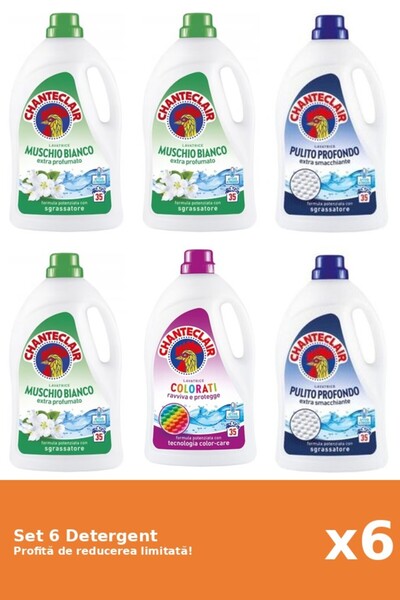 Chanteclair Set 6 Detergent Chanteclair: 3xMosc Alb, 2xClasic, 1xColor
