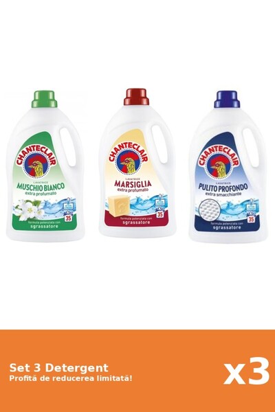 Chanteclair Set 3 Detergent Chanteclair: 1xMosc Alb, 1xMarsilia, 1xClasic