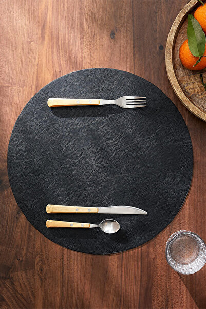 MS Glassware Black Round Leather American Service Plate, Tableware Presentati...