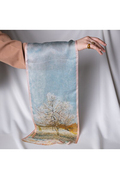 Mehru Scarfs وشاح حريري 100% بتصميم زهور السوسن لفان جوخ، مقاس 26×130 سم، فن ...