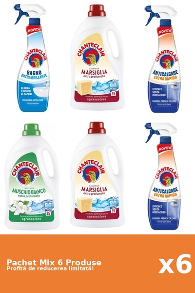 Chanteclair Set of 6 Chanteclair Mix: 3 Anti-limescale, 3 Detergent