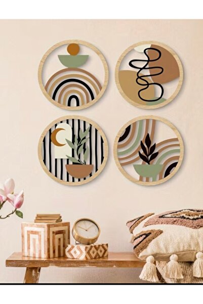 cicish 4’lü Bohem Kahve Altlığı ve Duvar Dekoru 15cm