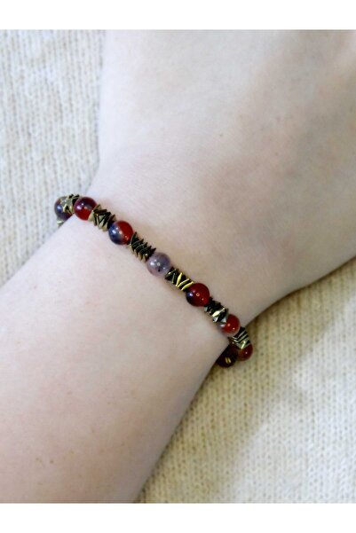 esha Natural Stone Agate Hematite Natural Stone Women's Natural Stone Bracele...