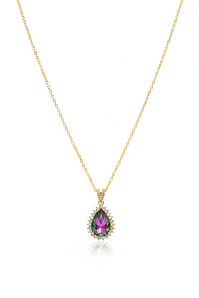AFRODİTGOLDBUJİTERİ Gold Zirkon taşlı Damla kolye