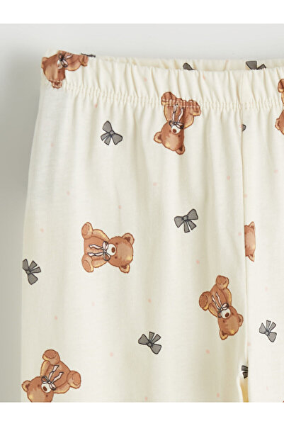 LC Waikiki Екру велосипеден яка печатен комплект пижама за момичета