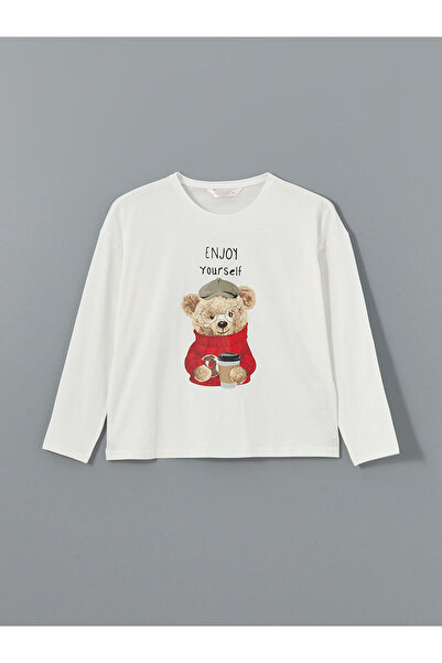 LC Waikiki Top de pijama pentru femei Özmarka New Season guler rotund Bear Te...