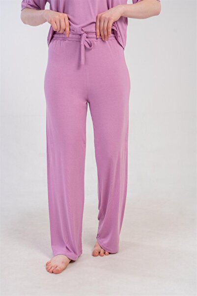 OBJE Women's Purple Wide Leg Bottoms