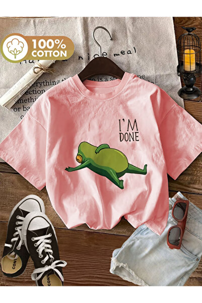 Sweet Cotton Done Printed Oversize Cotton Crew Neck T-Shirt