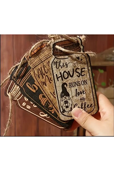 cicish Mini 4’lü Kahve Köşesi Süsü 10x5cm Ahşap