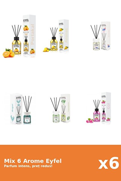 Eyfel Set 6 Mix Eyfel: 1x Ananas, 1x Angel, 1x Iasomie, 1x Orhidee, 1x Portoc...