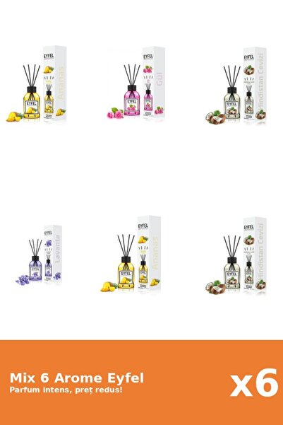 Eyfel Set 6 Mix Eyfel: 2x Ananas, 1x Lavanda, 2x Nuca De Cocos, 1x Trandafir