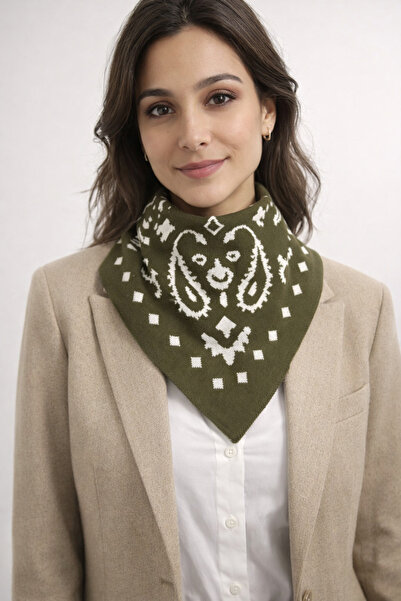 Sebir Moda Patterned Double-Sided Knitwear Triangle Scarf