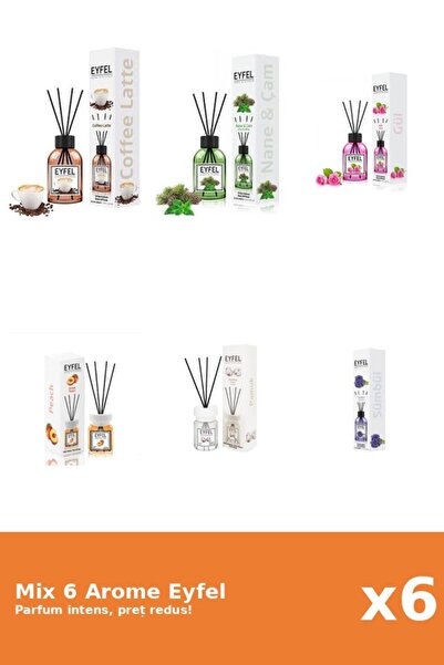 Eyfel Set 6 Mix Eyfel: 1x Bumbac, 1x Cafea, 1x Piersica, 1x Pin Si Menta, 1x ...