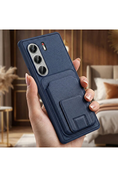 CaseOnn حافظة تكنو كامون 40 برو 5G مع حامل وفتحة للبطاقات، مصنوعة من الجلد با...