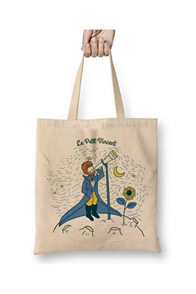 Toyaso Le Petit Prince Ο Μικρός Πρίγκιπας Βαν Γκογκ Λευκή υφασμάτινη τσάντα μ...