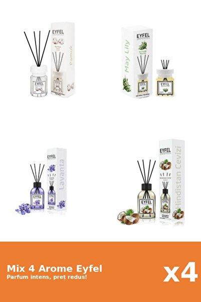 Eyfel Set 4 Mix Eyfel: 1x Bumbac, 1x Lacramioare, 1x Lavanda, 1x Nuca De Cocos