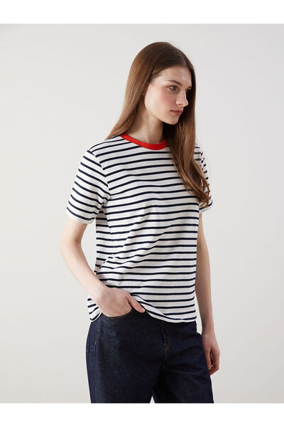 LC Waikiki Νέα σεζόν Crew Neck ριγέ γυναικείο Tisort - S5N348Z8