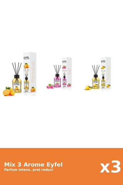 Eyfel Set 3 Mix Eyfel: 1x Ananas, 1x Portocala, 1x Trandafir