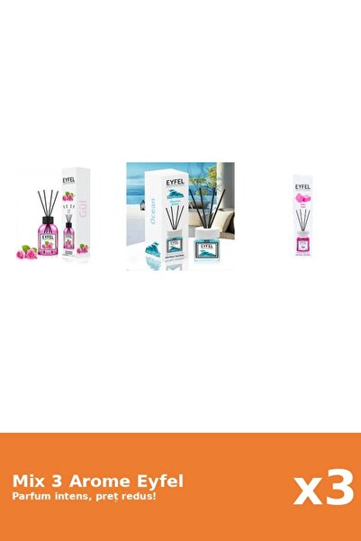 Eyfel Set 3 Mix Eyfel: 1x Bubble Gum, 1x Ocean, 1x Trandafir