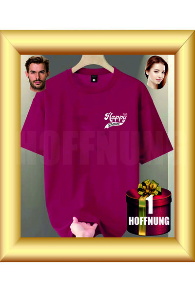 HOFFNUNG Unisex Short Sleeve Round Neck Happy Printed Solid Color t Shirt
