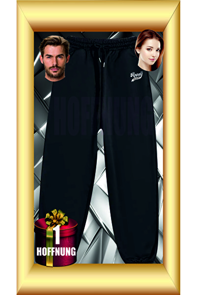 HOFFNUNG Unisex 2Ip Comfortable Fit Happy Printed Sweatpants Shorts