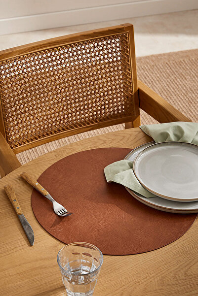 MS Glassware Кругла шкіряна сервірувальна тарілка Taba, підставка для тарілок...