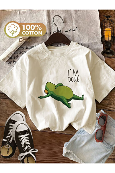Sweet Cotton تي شيرت قطني كبير الحجم مطبوع عليه DONE