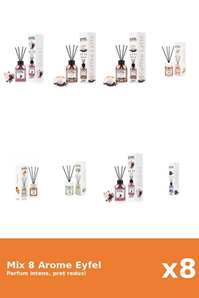 Eyfel Set 8 Mix Eyfel: 1x Acacia, 2x Bouquet, 2x Cafea, 1x Iasomie, 1x Piersi...