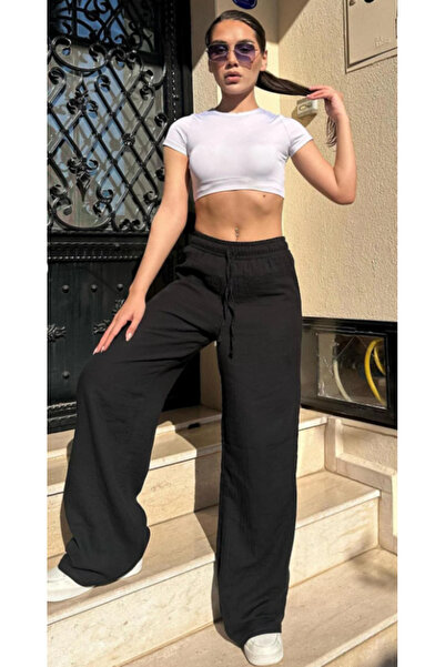 S&A DESIGN Women's Linen Blend Muslin Fabric Loose Wide-Leg Trousers