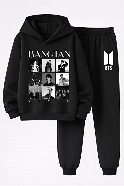 MAGORS Set de hanorac și pantaloni de trening pentru copii, cu imprimeu BTS B...