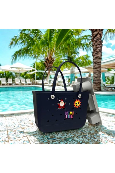 NON XL EVA Beach Tote Bag – Waterproof Summer Pool &Travel Tote with Inner Pocket &3 Charms (48x34x23cm)