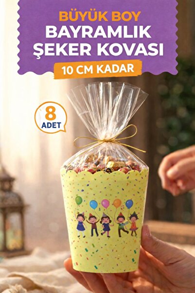 Emtory Home Şeker Kovası | 8 Adet Büyük Boy Bayram Hediyesi - Şeker Kutusu | ...