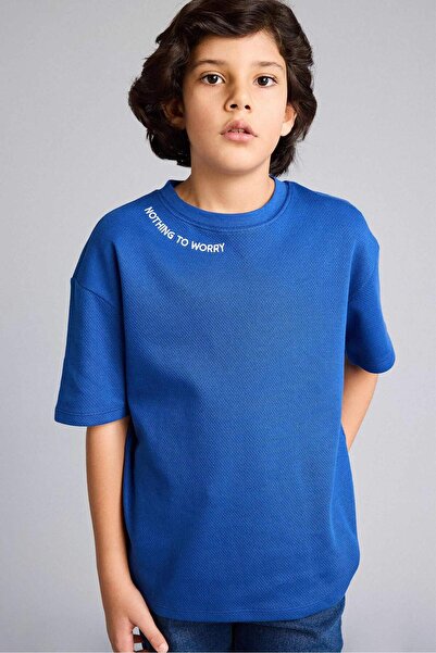 DeFacto Tricou supradimensionat cu guler brodat și imprimeu pentru băieți G97...