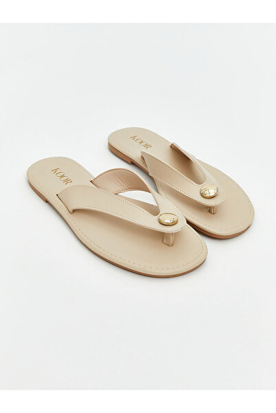 LC Waikiki Ozmarka New Season Leather Look Women's Flip Flops