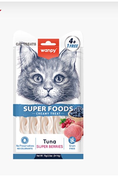 Wanby مكافات كريمية سوبر فود للقطط تونة ومع التوت