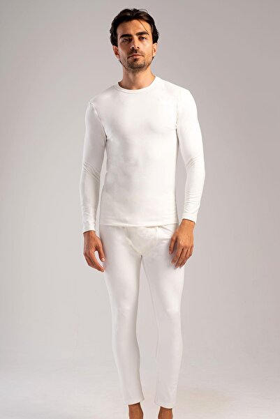 OBJE Men's Ecru Comfort Long Sleeve Thermal Top