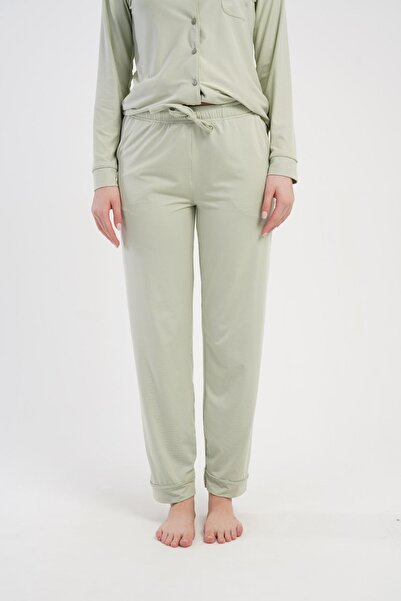 OBJE Women's Green Marla Pajama Bottoms with Pockets